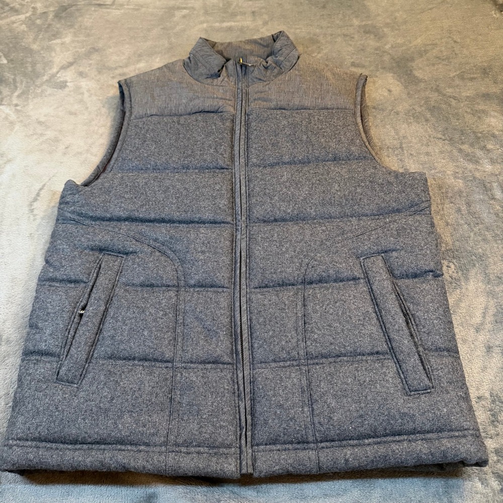 Apt 9 Puffer Vest Mens Small Gray Wool Blend Full Zip Insulated Pockets